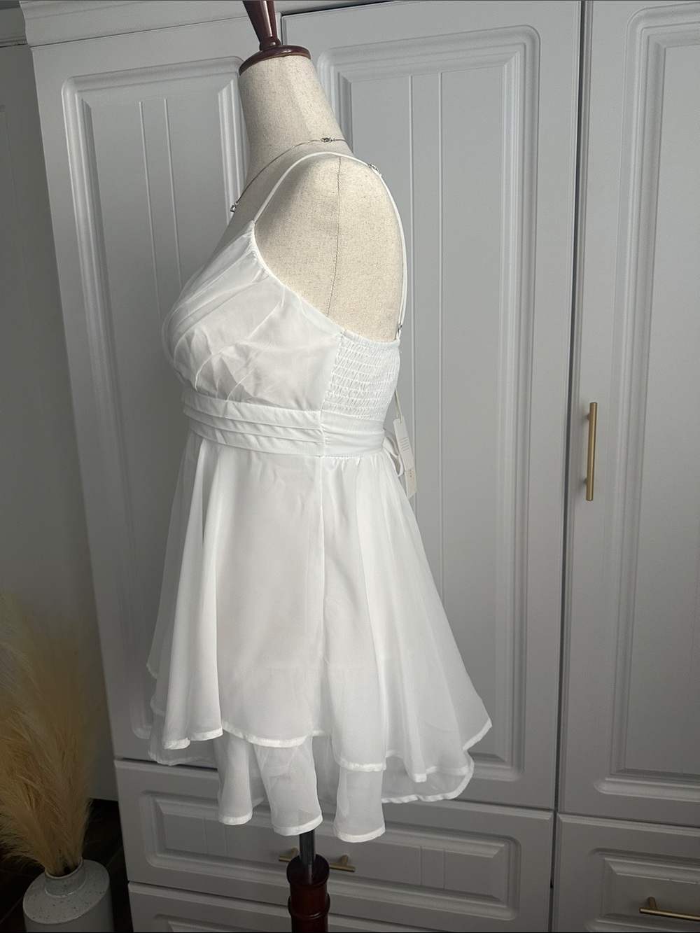 Altar'd State White Chiffon Double Layer Romper Dress Medium - Picture 6 of 14